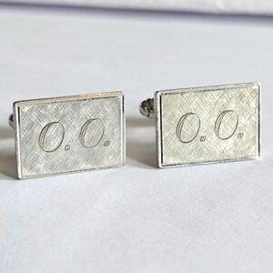 Vintage cuff links O.O. Monogram silver tone Anson cufflinks alphabet